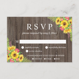 Sonnenblumen-Hochzeitskarte für Holz RSVP Karte