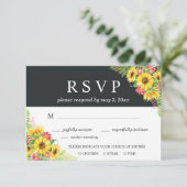Sonnenblumen-Hochzeitskarte mit Abendauswahl RSVP Karte (Stehend Vorderseite)