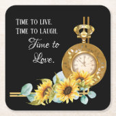 Sonnenblumen Hochzeitspapier-Untersetzer (schwarz) Rechteckiger Pappuntersetzer (Vorderseite)