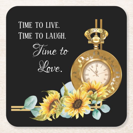 Sonnenblumen Hochzeitspapier-Untersetzer (schwarz) Rechteckiger Pappuntersetzer (Vorderseite)