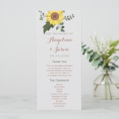 Sonnenblumen-Hochzeitsprogramm (Stehend Vorderseite)