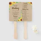 Sonnenblumen Hochzeitsprogramm Fan Fächer (Vorne und Hinten)