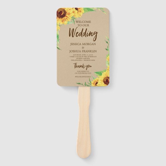 Sonnenblumen Hochzeitsprogramm Fan Fächer (Vorderseite)
