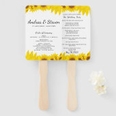 Sonnenblumen Hochzeitsprogramm Fan. Helianthus Men Fächer (Vorne und Hinten)