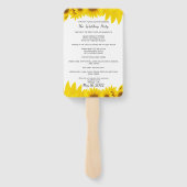 Sonnenblumen Hochzeitsprogramm Fan. Helianthus Men Fächer (Rückseite)