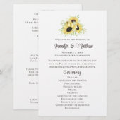 Sonnenblumen-Hochzeitsprogramm Gelb Rustikal (Vorne/Hinten)