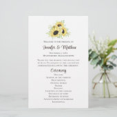 Sonnenblumen-Hochzeitsprogramm Gelb Rustikal (Stehend Vorderseite)