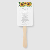 Sonnenblumen Hochzeitsprogramm Hand Fan Fächer (Rückseite)