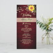 Sonnenblumen-Hochzeitsprogramm Programm (Stehend Vorderseite)