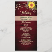 Sonnenblumen-Hochzeitsprogramm Programm (Vorderseite)