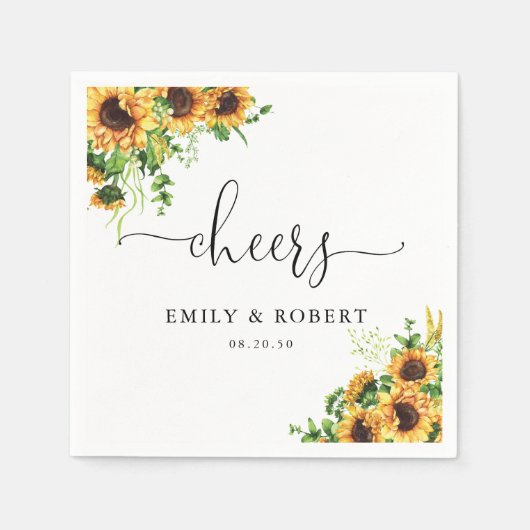 Sonnenblumen-Hochzeitsservietten Serviette (Vorderseite)