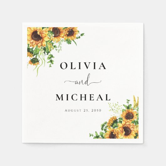 Sonnenblumen-Hochzeitsservietten Serviette (Vorderseite)