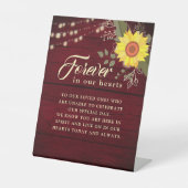 Sonnenblumen-Hochzeitssymbol Sockelschild (Vorderseite)