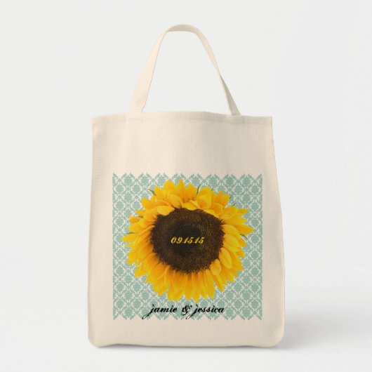 Sonnenblumen Hochzeitstag Flitterwochen Beach Bag Tragetasche (Vorne)