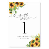 Sonnenblumen-Hochzeitstischnummern Tischnummer (Rückseite)