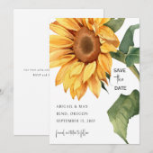 Sonnenblumen-Hochzeitswebsite Termin vormerken Save The Date (Vorne/Hinten)