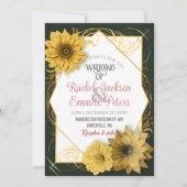 Sonnenblumen Hochzeitsweich Farbe anpassen Gold Ra Einladung (Vorderseite)