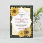 Sonnenblumen Hochzeitsweich Farbe anpassen Gold Ra Einladung (Stehend Vorderseite)