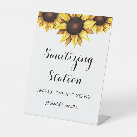 Sonnenblumen-Hochzeitszeichen Sockelschild (Vorderseite)