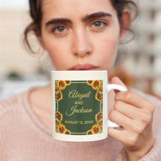 Sonnenblumen Hochzeitwald Grün & Gold Kaffeetasse