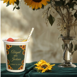 Sonnenblumen Hochzeitwald Grün & Gold Pappbecher