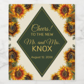 Sonnenblumen Hochzeitwald Grün & Gold Weinetikett (Einzelnes Label)