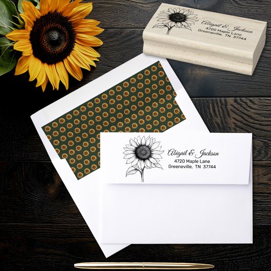Sonnenblumen Hochzeitwald Grün und Gold UAWG Gummistempel