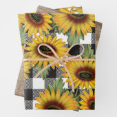 Sonnenblumen Holz Büffel Kariert Geschenkpapier Set (Beispiel)
