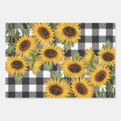 Sonnenblumen Holz Büffel Kariert Geschenkpapier Set (Vorderseite)