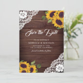 Sonnenblumen Holz Foto QR Code Hochzeit Save The Date (Stehend Vorderseite)