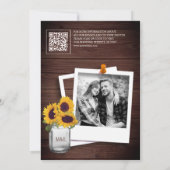 Sonnenblumen Holz Foto QR Code Hochzeit Save The Date (Rückseite)