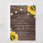 Sonnenblumen-Holz- & Mason-Glas-Budget-QR-Code-Hoc Einladung (Vorderseite)