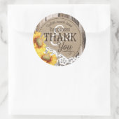 Sonnenblumen Holz Spitzen Rustikales Land Hochzeit Runder Aufkleber (Tasche)