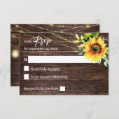 Sonnenblumen, Holz und Streichleuchten auf der RSV RSVP Karte (Vorne/Hinten)