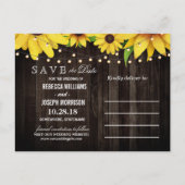 Sonnenblumen-Holzofenleuchten Hochzeit speichern d Einladungspostkarte (Rückseite)