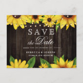 Sonnenblumen-Holzofenleuchten Hochzeit speichern d Einladungspostkarte (Vorderseite)