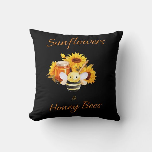 "Sonnenblumen & Honeybee" Kissen (Vorderseite)