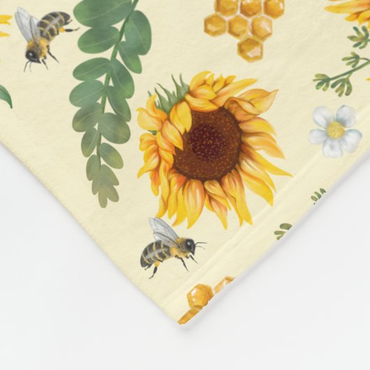 Sonnenblumen Honigbienen Gelbflocken Fleece Blanke (Ecke)