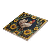 Sonnenblumen-Huhn - Braune Henne und gelbe Sonnenb Fliese (Seite)