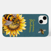 Sonnenblumen Hummeln Blumengrün Name Case-Mate iPhone Hülle (Rückseite (Horizontal))