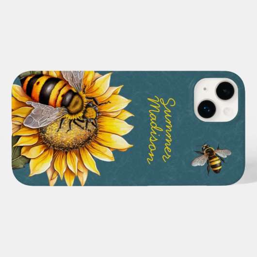Sonnenblumen Hummeln Blumengrün Name Case-Mate iPhone Hülle (Rückseite (Horizontal))