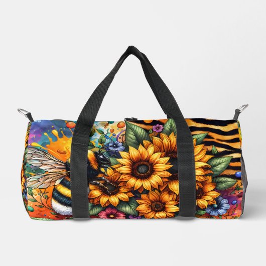 Sonnenblumen, Hummeln Duffle Bag (Vorderseite)