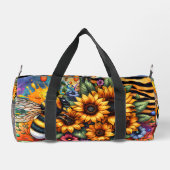 Sonnenblumen, Hummeln Duffle Bag (Rückseite)