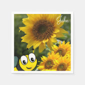 Sonnenblumen-Hummelpapier Napkins Serviette (Vorderseite)