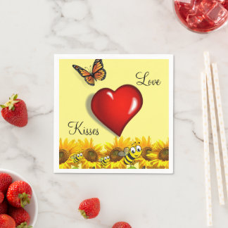 Sonnenblumen-Hummelpapier Napkins Serviette