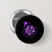 Sonnenblumen Hummingbird Lila Ribbon Überdosierung Button (Vorne & Hinten)