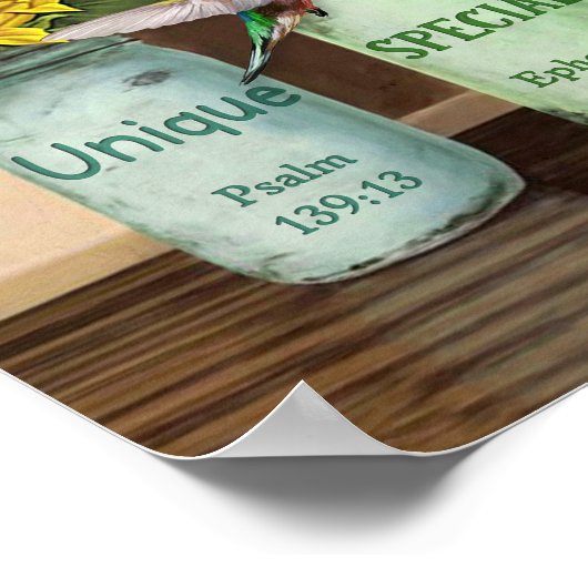 Sonnenblumen & Hummingvögel Gott sagt, Sie sind Po Poster (Ecke)