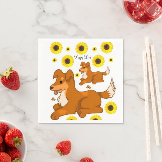 Sonnenblumen Hundepapier Napkins Serviette (Beispiel)