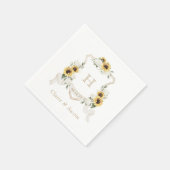 Sonnenblumen Hydrangea-Wappen Hochzeitmonogramm Serviette (Ecke)