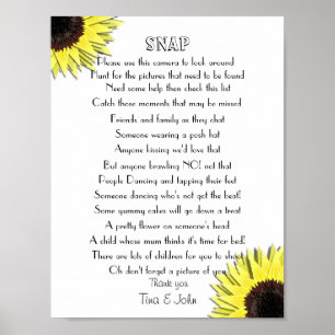Sonnenblumen Ich sehe Schnappschuss Hochzeitsfoto  Poster